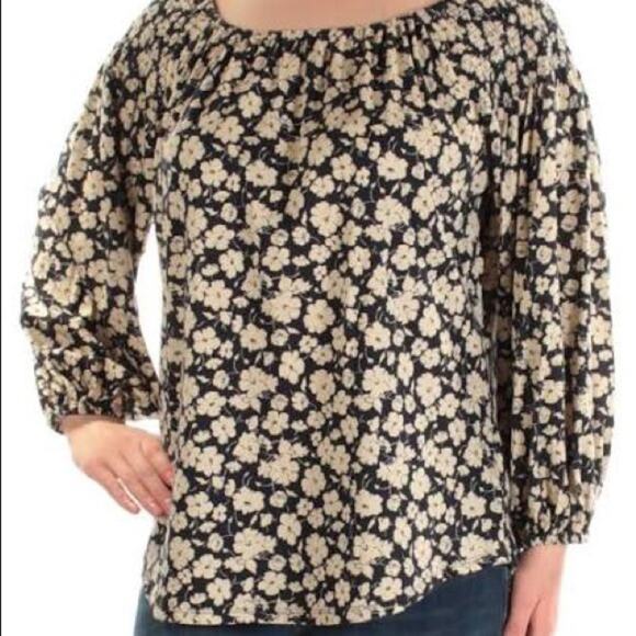 NWOT Lauren Ralph Lauren Womens Modal Blend Smoked Knit Top Navy M - Picture 4 of 6